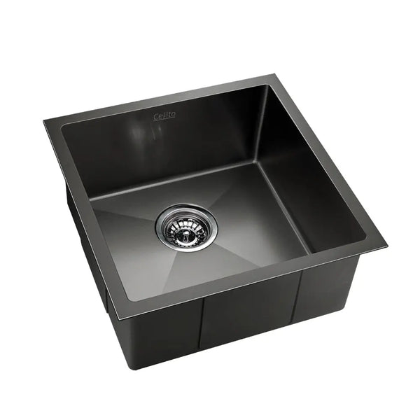 Cefito 51cm x 45cm Stainless Steel Kitchen Sink Under/Top/Flush Mount Black Deals499