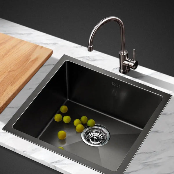 Cefito 51cm x 45cm Stainless Steel Kitchen Sink Under/Top/Flush Mount Black Deals499