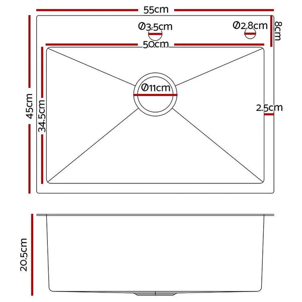 Cefito 55cm x 45cm Stainless Steel Kitchen Sink Flush/Drop-in Mount Silver Deals499