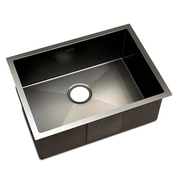 Cefito 60cm x 45cm Stainless Steel Kitchen Sink Under/Top/Flush Mount Black Deals499