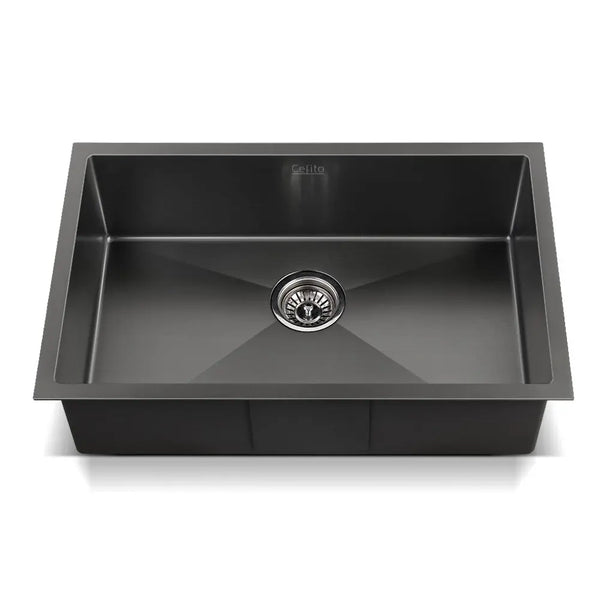 Cefito 70cm x 45cm Stainless Steel Kitchen Sink Under/Top/Flush Mount Black Deals499