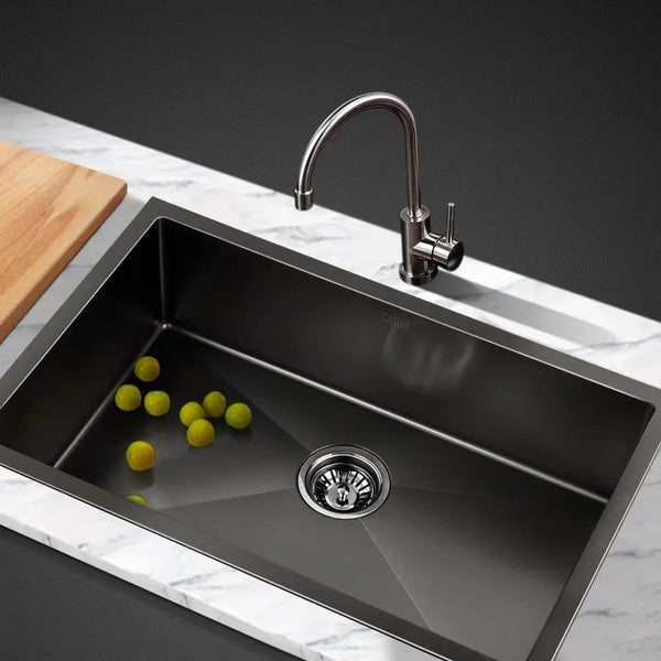 Cefito 70cm x 45cm Stainless Steel Kitchen Sink Under/Top/Flush Mount Black Deals499