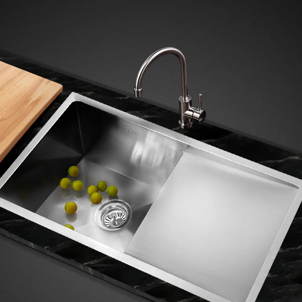 Cefito 87cm x 45cm Stainless Steel Kitchen Sink Under/Top/Flush Mount Silver Deals499