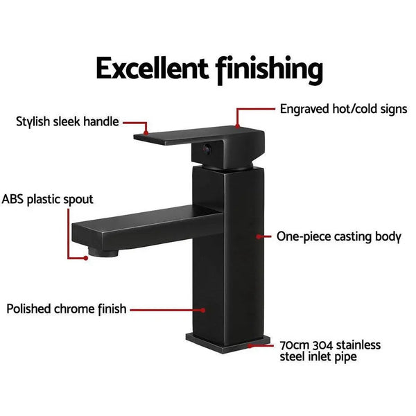 Cefito Basin Mixer Tap Faucet Bathroom Vanity Counter Top WELS Standard Brass Black Deals499