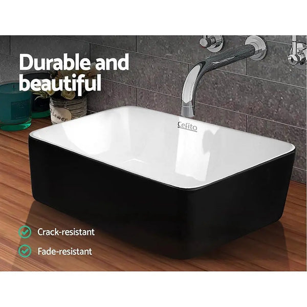 Cefito Ceramic Bathroom Basin Sink Vanity Above Counter Basins Bowl Black White Deals499