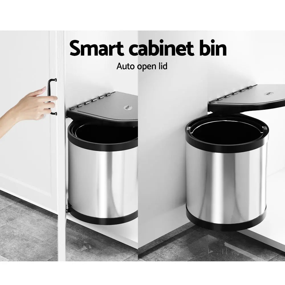 Cefito Kitchen Swing Out Pull Out Bin Stainless Steel Garbage Rubbish Can 12L Deals499