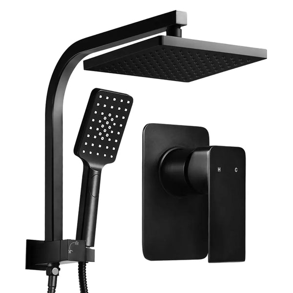 Cefito WELS 8'' Rain Shower Head Mixer Square Handheld High Pressure Wall Black Deals499