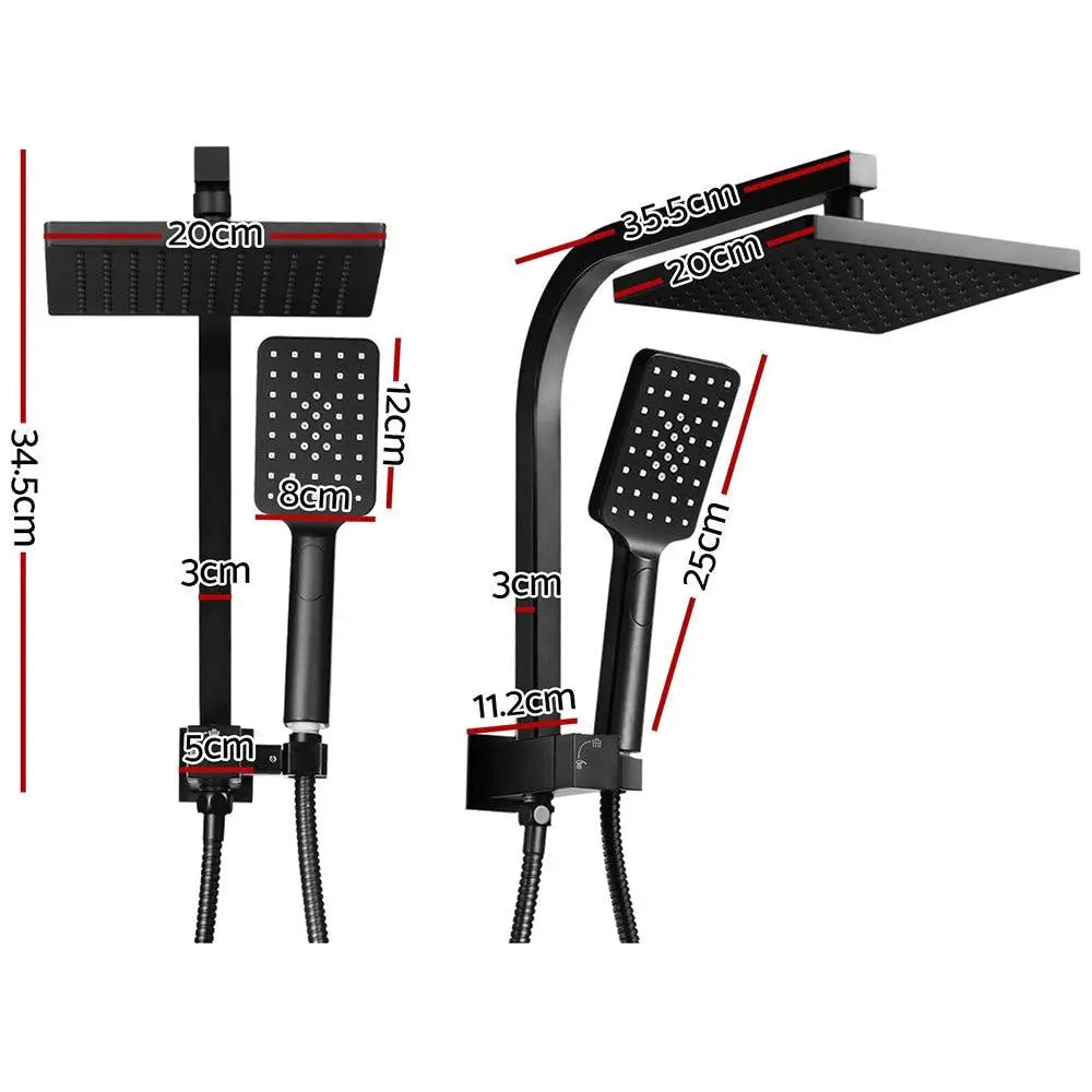 Cefito WELS 8'' Rain Shower Head Set Square Handheld High Pressure Wall Black Deals499