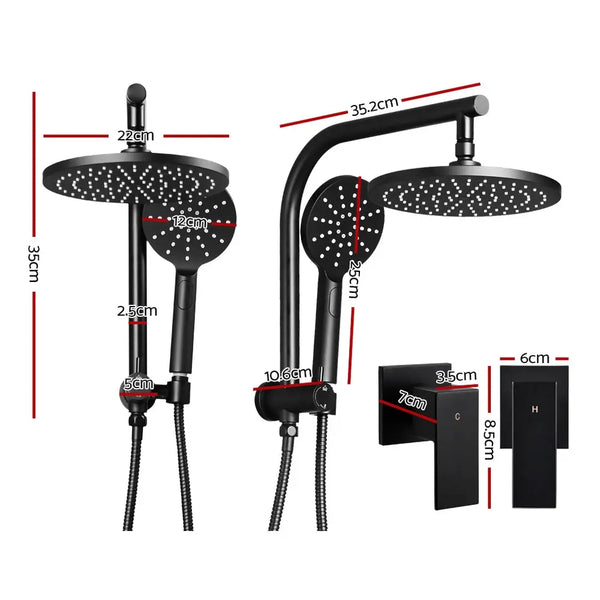 Cefito WELS 9'' Rain Shower Head Taps Round Handheld High Pressure Wall Black Deals499