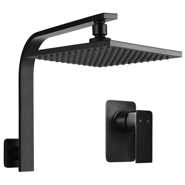Cefito WElS 8'' Rain Shower Head Mixer Square High Pressure Wall Arm DIY Black Deals499
