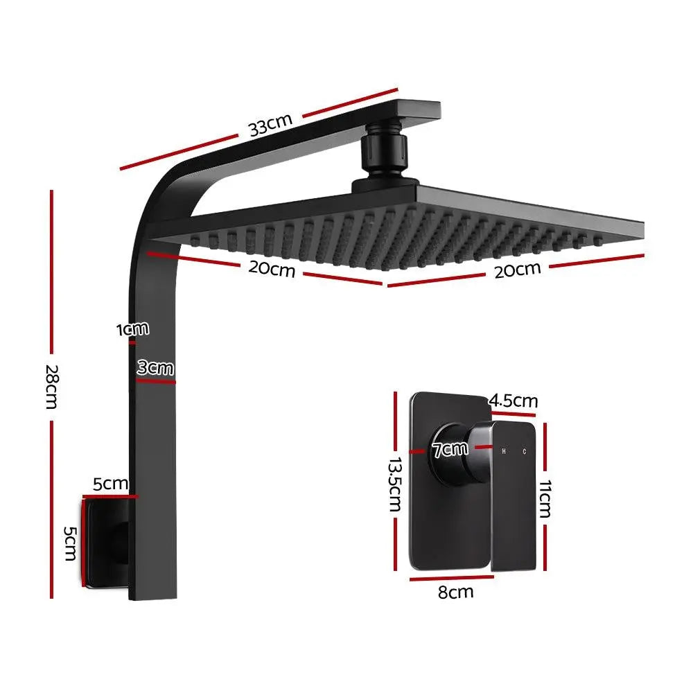 Cefito WElS 8'' Rain Shower Head Mixer Square High Pressure Wall Arm DIY Black Deals499