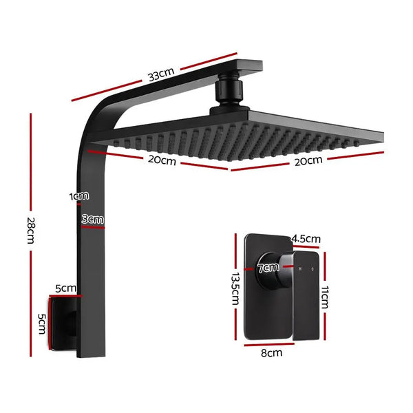 Cefito WElS 8'' Rain Shower Head Mixer Square High Pressure Wall Arm DIY Black Deals499