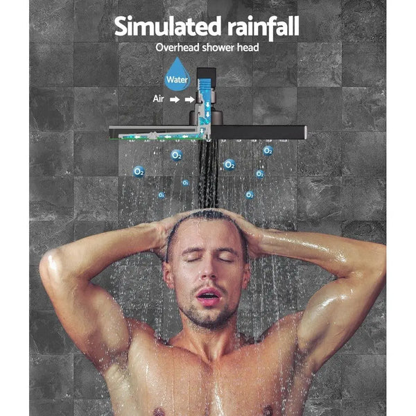 Cefito WElS 8'' Rain Shower Head Taps Square High Pressure Wall Arm DIY Black Deals499
