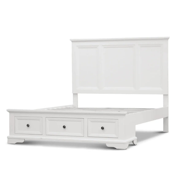 Celosia King Size Bed Frame Timber Mattress Base With Storage Drawers - White Deals499