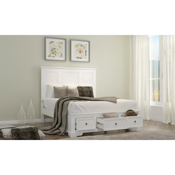Celosia King Size Bed Frame Timber Mattress Base With Storage Drawers - White Deals499