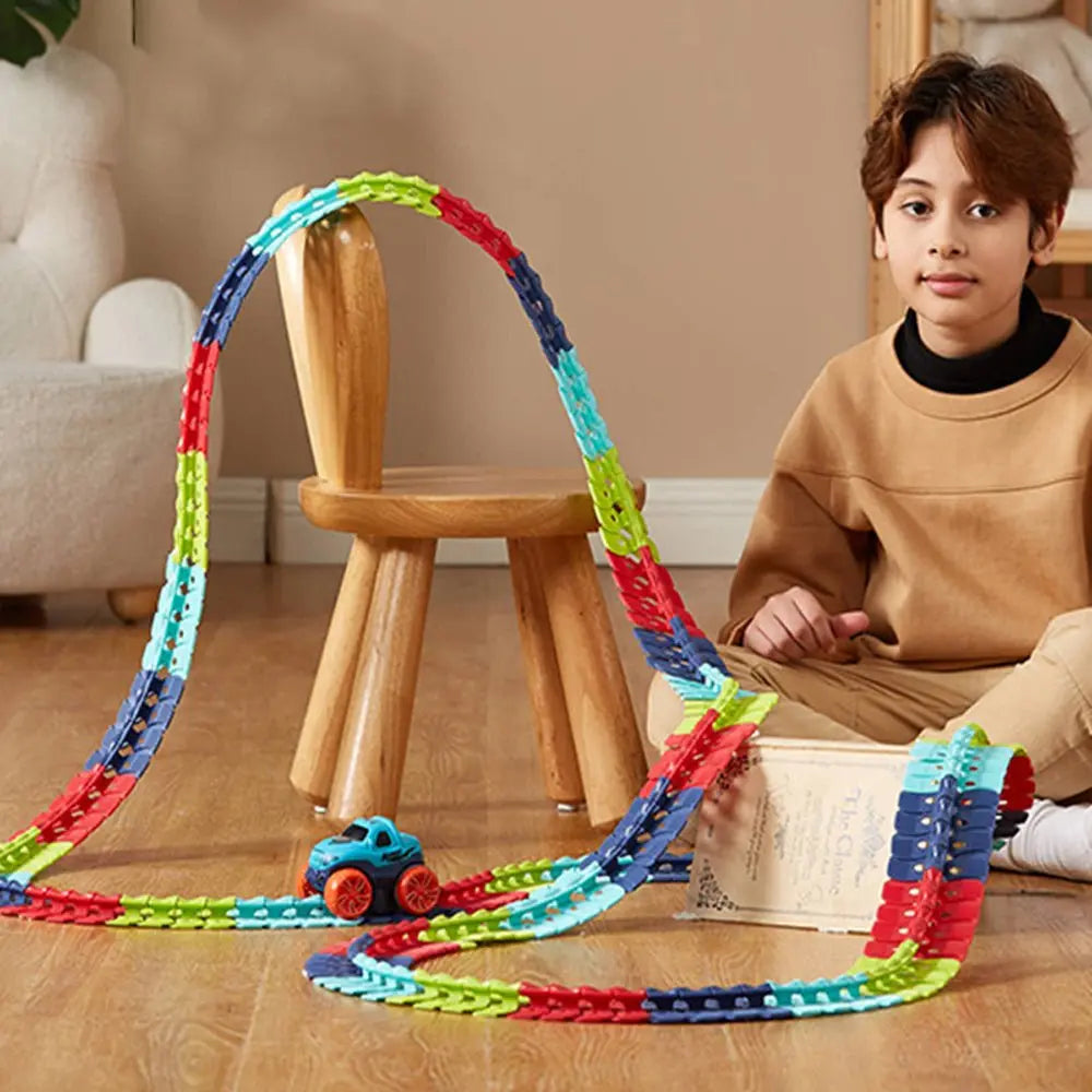 Changeable Track In The Dark Track with LED Light-Up Race Car Flexible Track Toy 138 Deals499