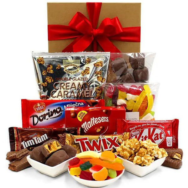 Chocolate Gift Hamper with Twix, Maltesers, Kitkat, Caramel Popcorn, Chocolate Honeycomb, Tim Tams, Party Mix - Sweet & Dessert Hamper for Birthdays, Christmas, Easter, Thanksgiving, Anniversaries Deals499