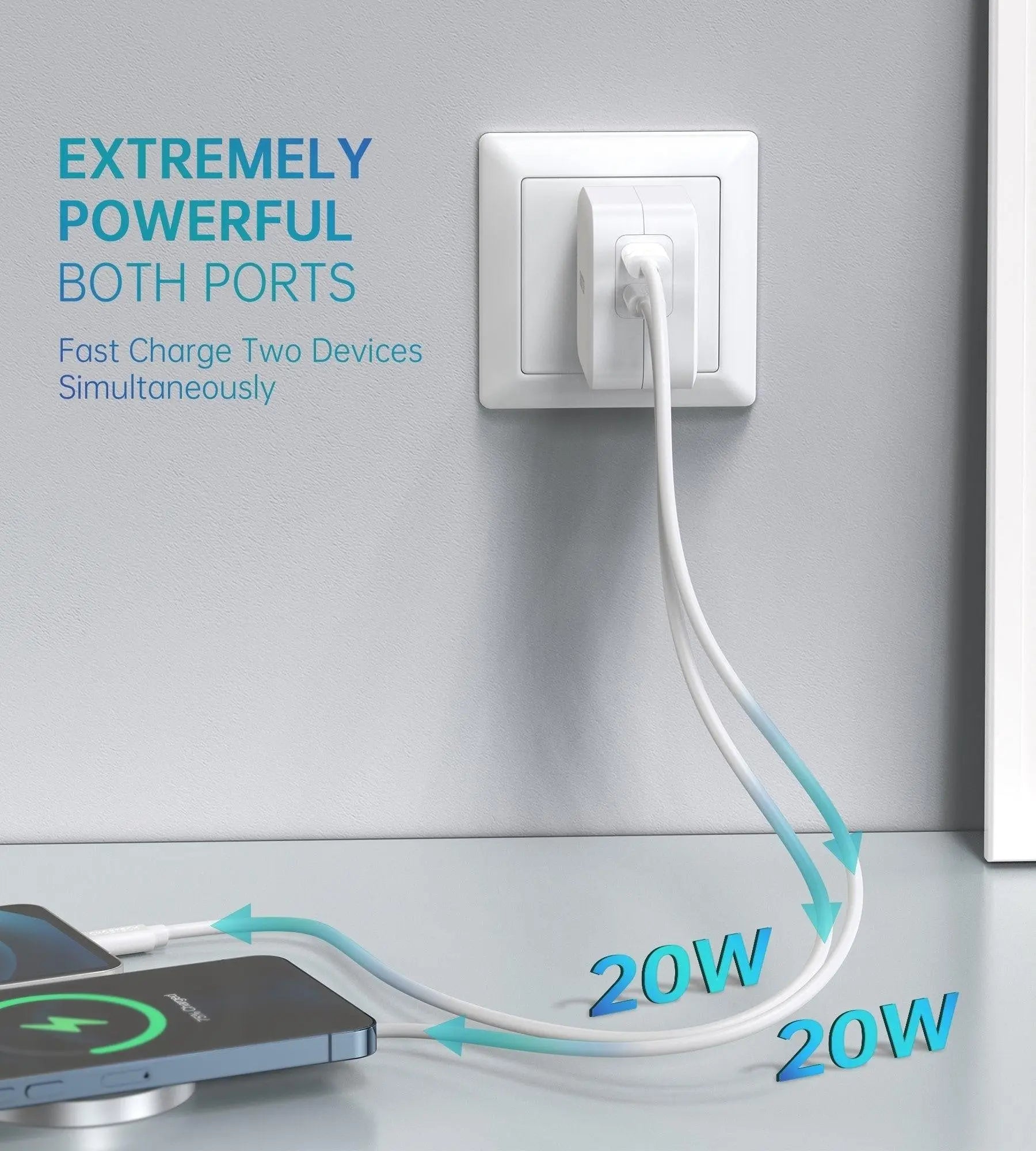 Choetech PD6009 40W Dual Fast USB C Charger 2-Port 20W PD 3.0 With Foldable Plug Deals499