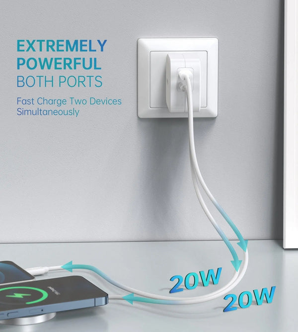 Choetech PD6009 40W Dual Fast USB C Charger 2-Port 20W PD 3.0 With Foldable Plug Deals499