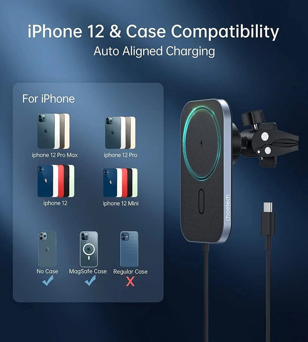 Choetech T200-F MagLeap Magnetic Wireless Car Charger for iPhone 12 Deals499