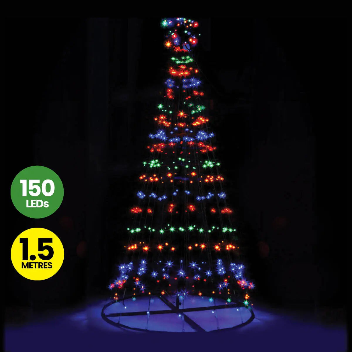 Christmas By Sas 1.5m Solar Powered Tree With Star Metal Frame 150 LED Bulbs Deals499
