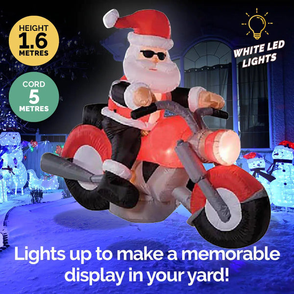 Christmas By Sas 1.6m Santa & Motorbike Built-In Blower Bright LED Lighting Deals499