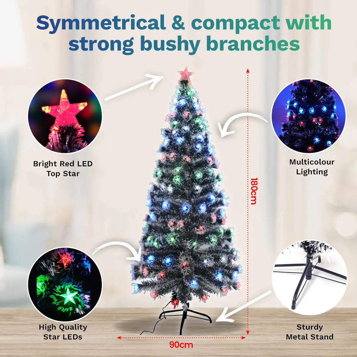 Christmas By Sas 1.8m Pine Tree 210 Multi-Colour LED Lights With 8 Functions Deals499