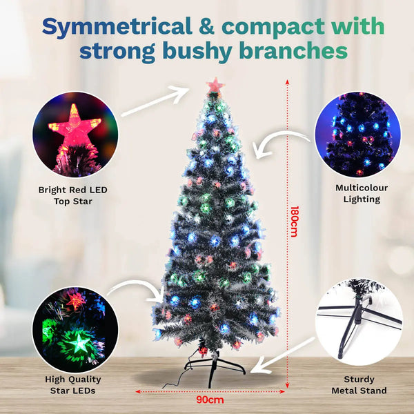 Christmas By Sas 1.8m Pine Tree 210 Multi-Colour LED Lights With 8 Functions Deals499