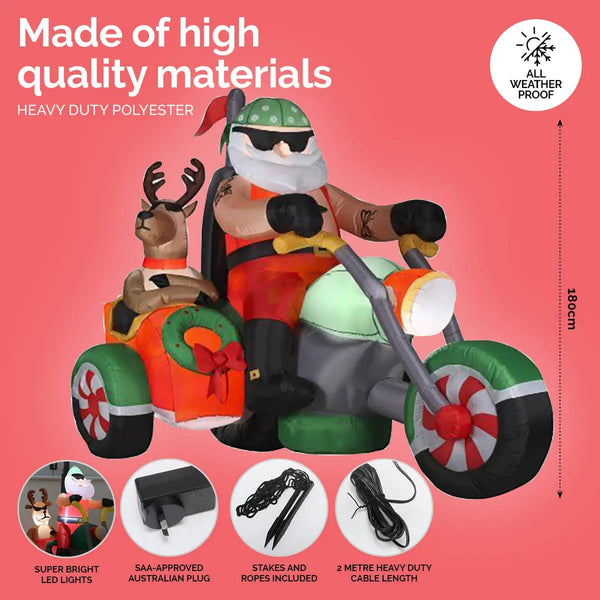 Christmas By Sas 1.8m Santa Reindeer & Trike Built-In Blower LED Lighting Deals499