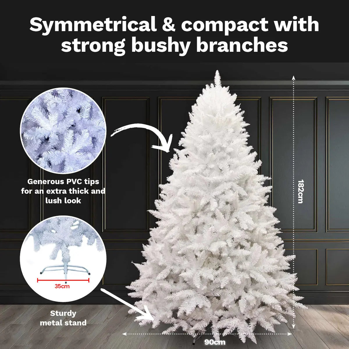 Christmas By Sas 1.8m White Pine Christmas Tree 550 Tips Full Figured Easy Assembly Deals499