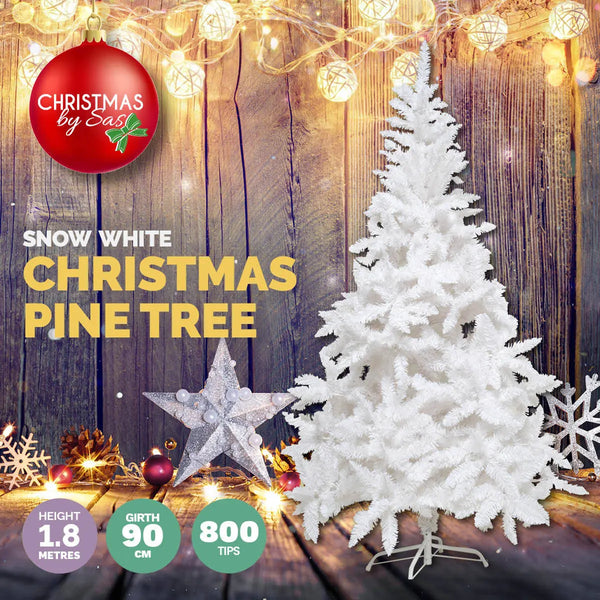 Christmas By Sas 1.8m White Pine Tree Full Figured Easy Assembly 800 Tips Deals499