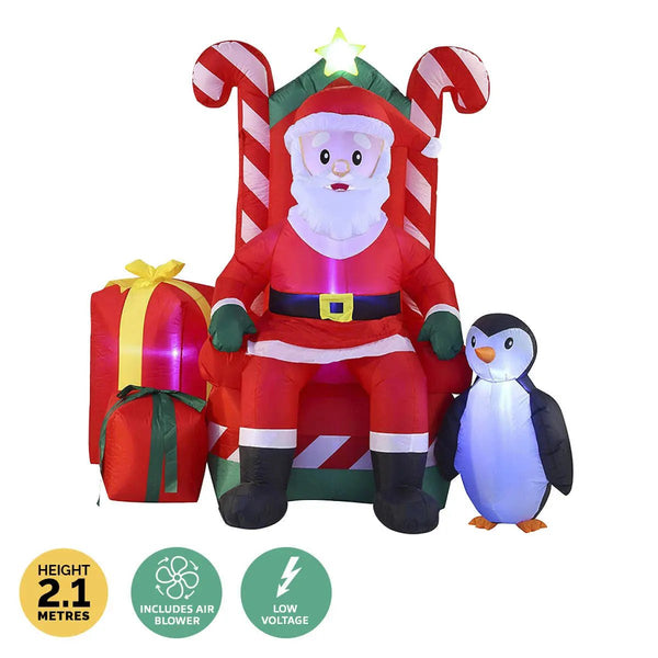 Christmas By Sas 2.1m Santa In His Armchair Self Inflating LED Lighting Deals499