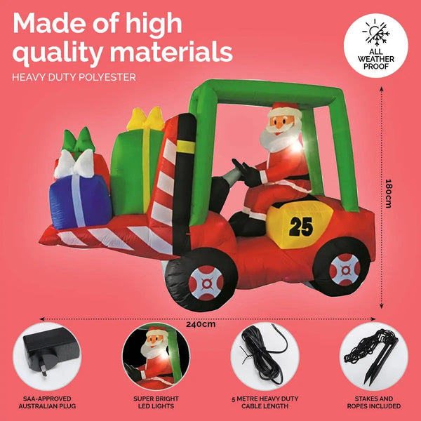 Christmas By Sas 2.4 x 1.8m Santa & Forklift Built-In Blower LED Lighting Deals499