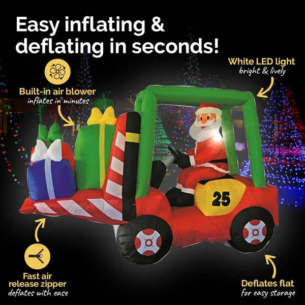 Christmas By Sas 2.4 x 1.8m Santa & Forklift Built-In Blower LED Lighting Deals499
