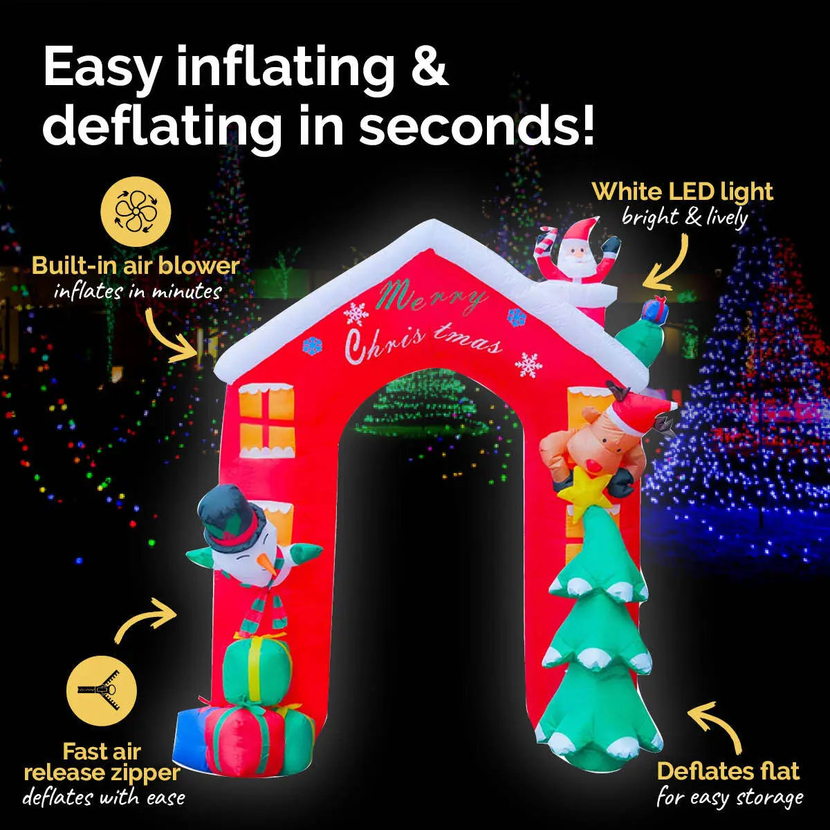 Christmas By Sas 2.4 x 2.09m Christmas Arch Self Inflating Bright LED Lights Deals499