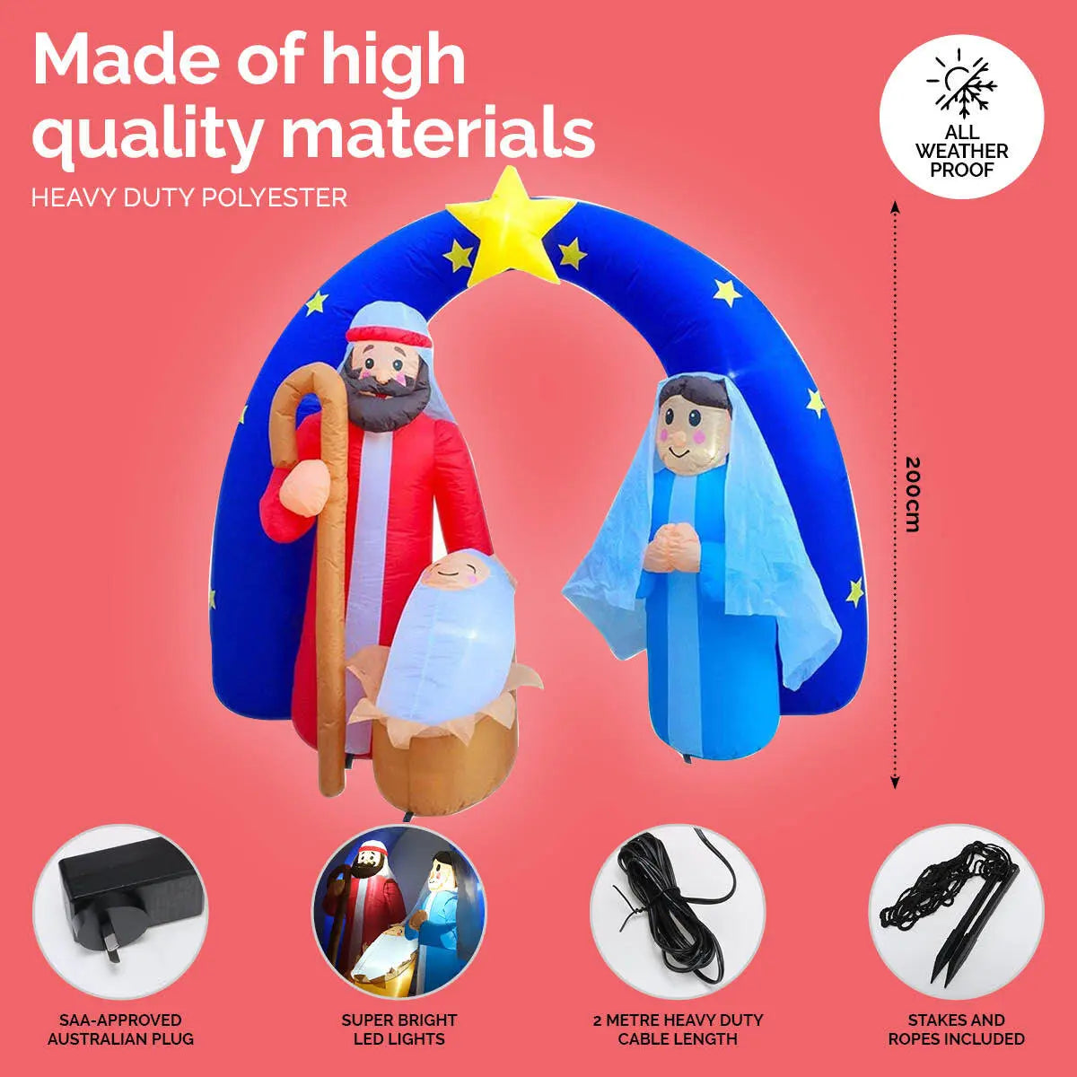 Christmas By Sas 2m Nativity Scene Baby Jesus Self Inflating LED Lighting Deals499