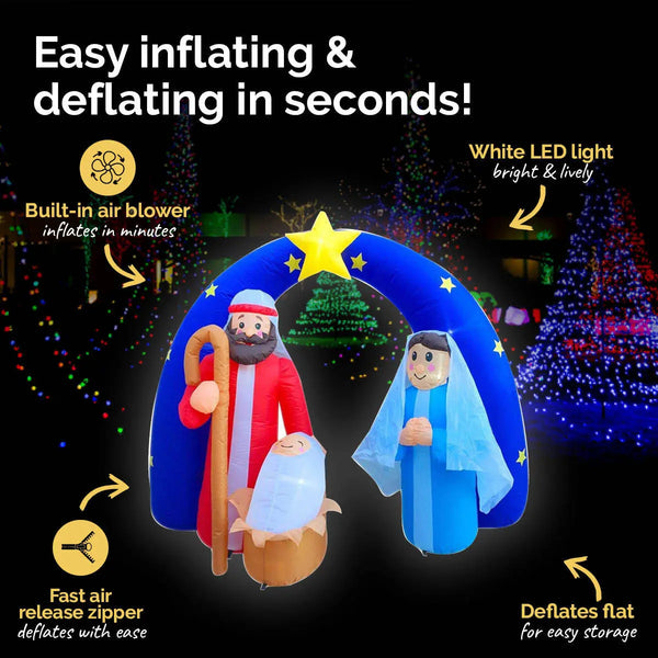 Christmas By Sas 2m Nativity Scene Baby Jesus Self Inflating LED Lighting Deals499