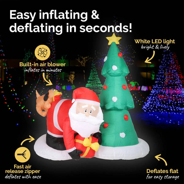 Christmas By Sas 2m Santa Puppy & Tree Built-In Blower Bright LED Lighting Deals499