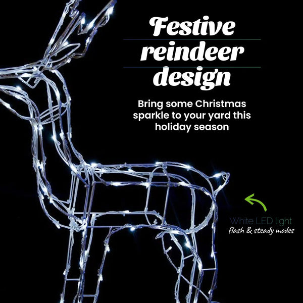 Christmas By Sas 55cm Reindeer Rope Light Solar LED Cool White Auto Sensor Deals499