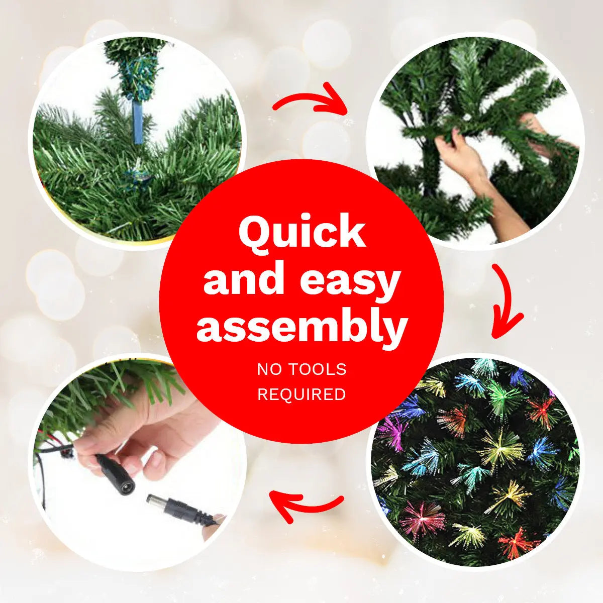 Christmas By Sas 90cm Fibre Optic Christmas Tree 85 Tips Multicolour Lights & Star Deals499