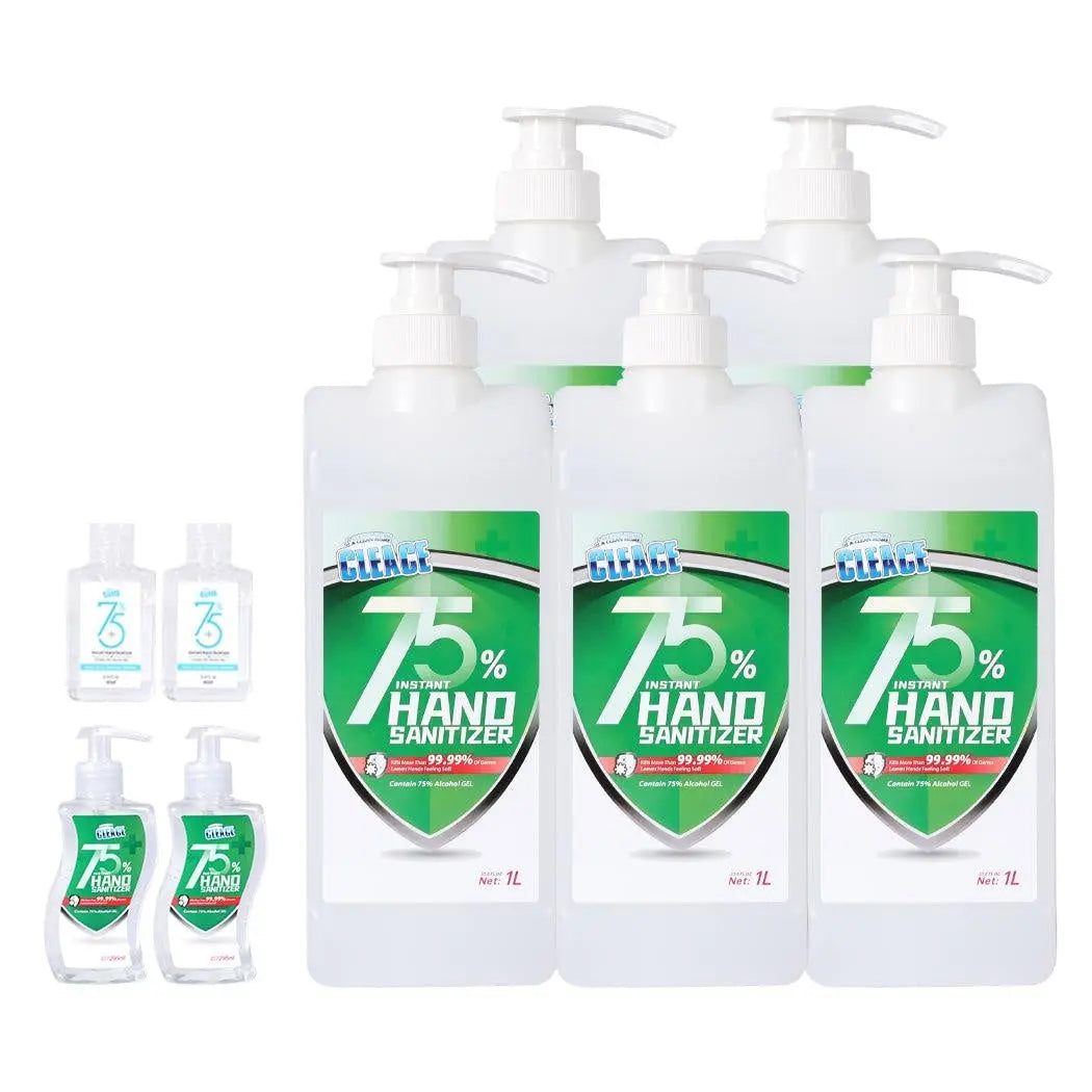 Cleace 5x Hand Sanitiser Instant Gel Wash 75% Alcohol 99% Anti Bacterial 1000ML Deals499