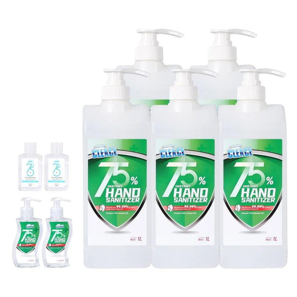 Cleace 5x Hand Sanitiser Instant Gel Wash 75% Alcohol 99% Anti Bacterial 1000ML Deals499