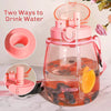 Clear Large Water Bottle Water Jug with Adjustable Shoulder Strap - Pink Deals499