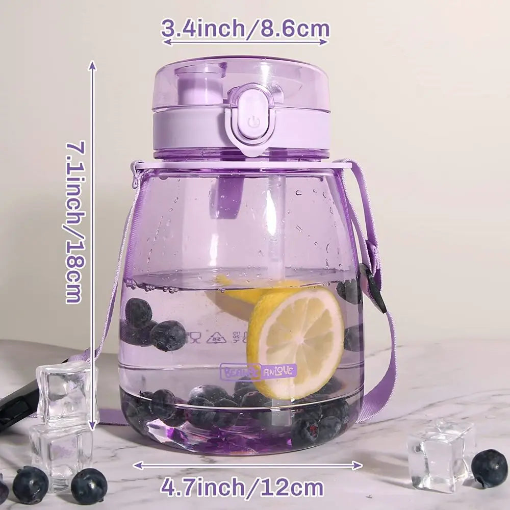 Clear Large Water Bottle Water Jug with Adjustable Shoulder Strap - Purple Deals499