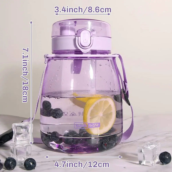 Clear Large Water Bottle Water Jug with Adjustable Shoulder Strap - Purple Deals499