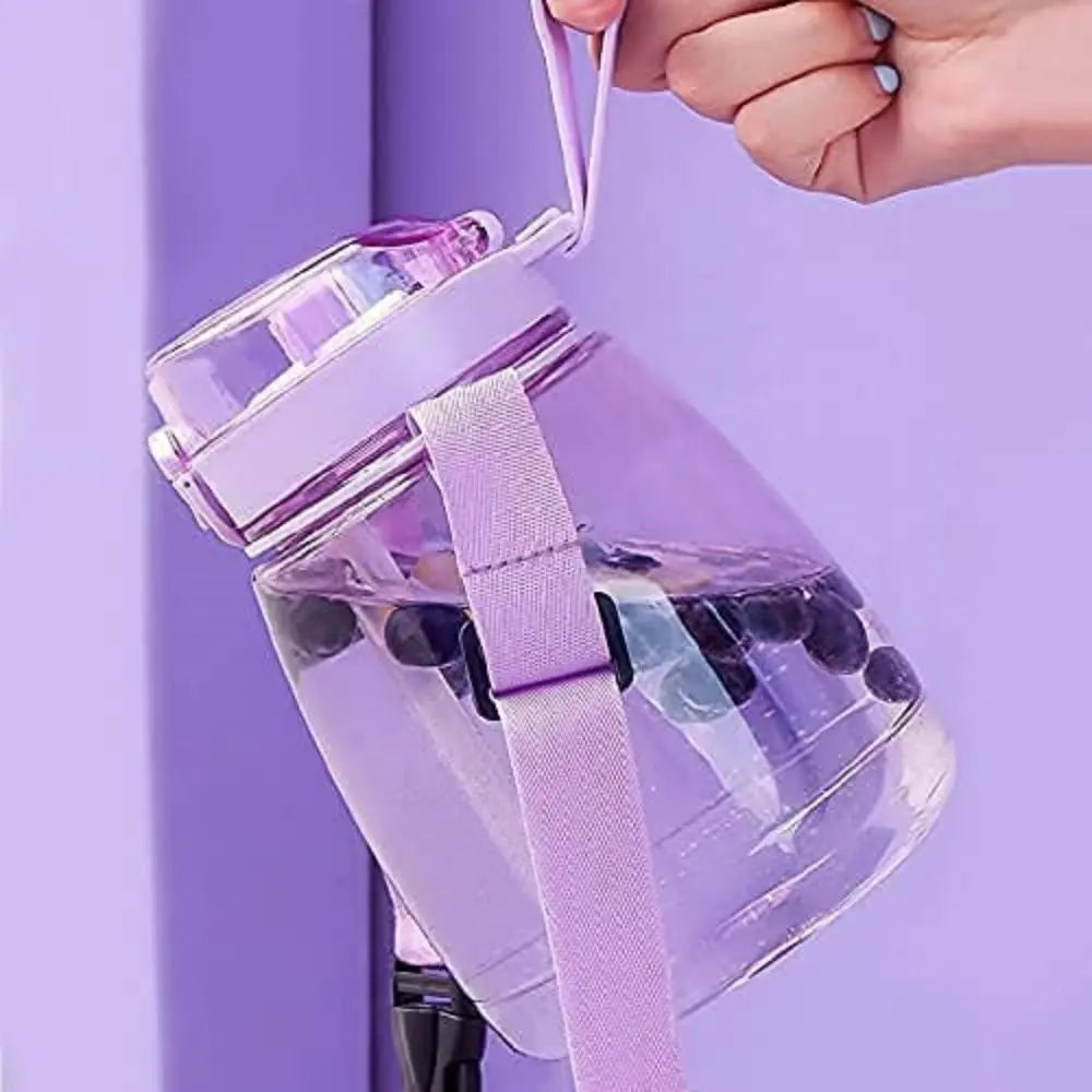 Clear Large Water Bottle Water Jug with Adjustable Shoulder Strap - Purple Deals499