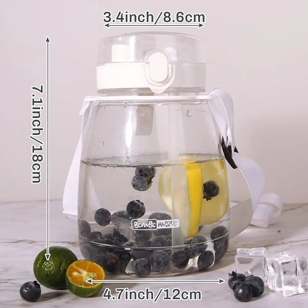 Clear Large Water Bottle Water Jug with Adjustable Shoulder Strap - White Deals499
