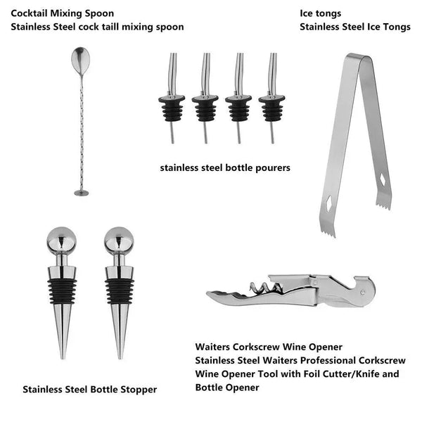 Cocktail Shaker Set Bar Strainer Bartender Kit Mixer Martini Spirits Maker Deals499