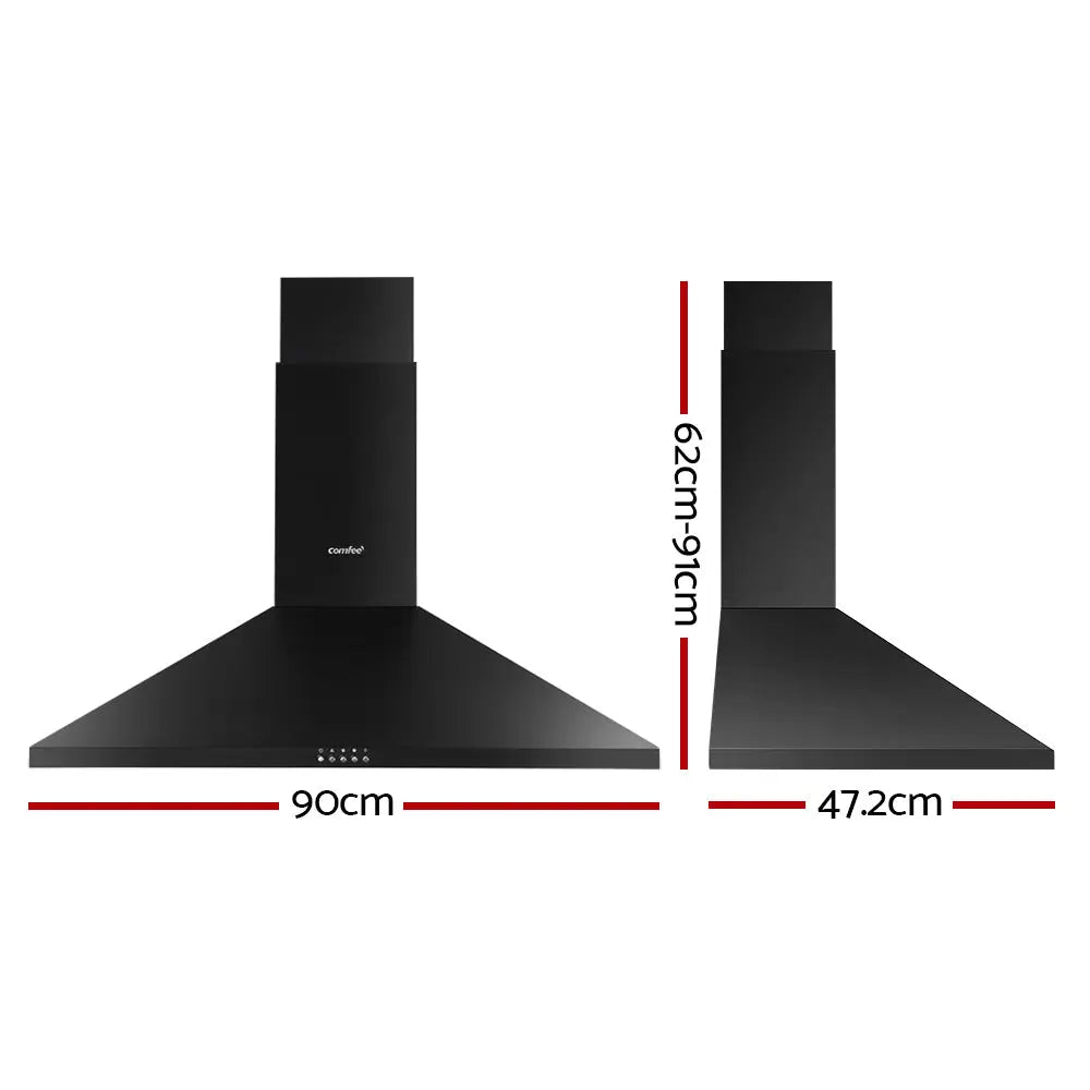 Comfee Rangehood 900mm Range Hood Home Kitchen Wall Mount Canopy 90cm Black Deals499