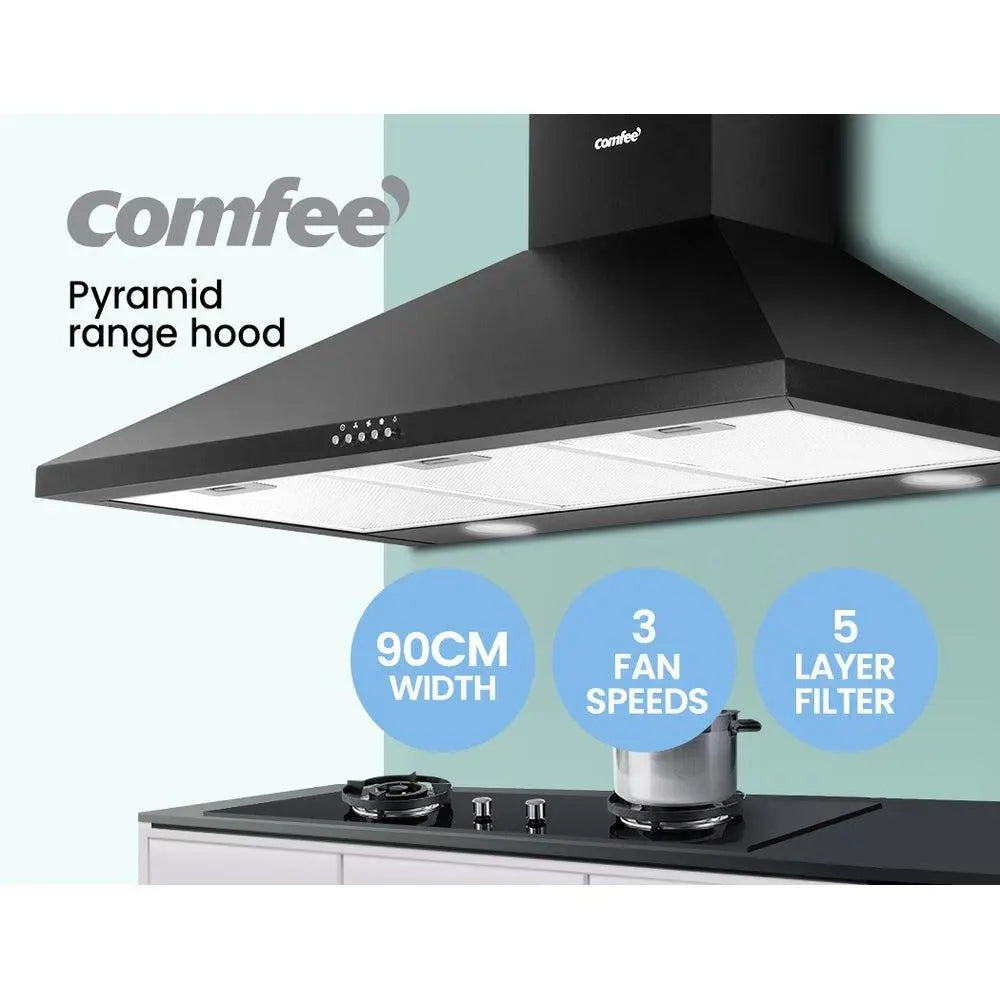 Comfee Rangehood 900mm Range Hood Home Kitchen Wall Mount Canopy 90cm Black Deals499